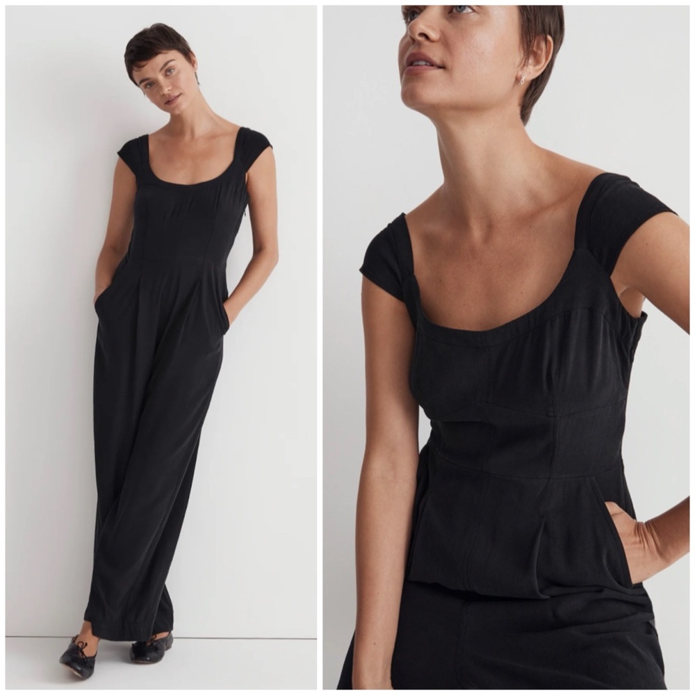 5 ⭐️ Madewell Cap-Sleeve Crop Wide-Leg Jumpsuit